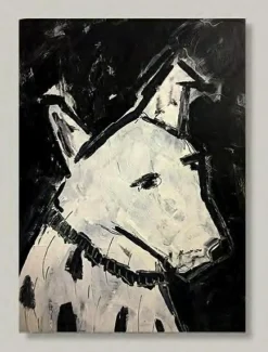 Clearance WIEDEMANN Aludibondbild DOG BLACK WHITE