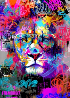 PRO ART Aludibondbild GRAFFITI LION