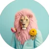 New PRO ART Aludibondbild PINK LION II