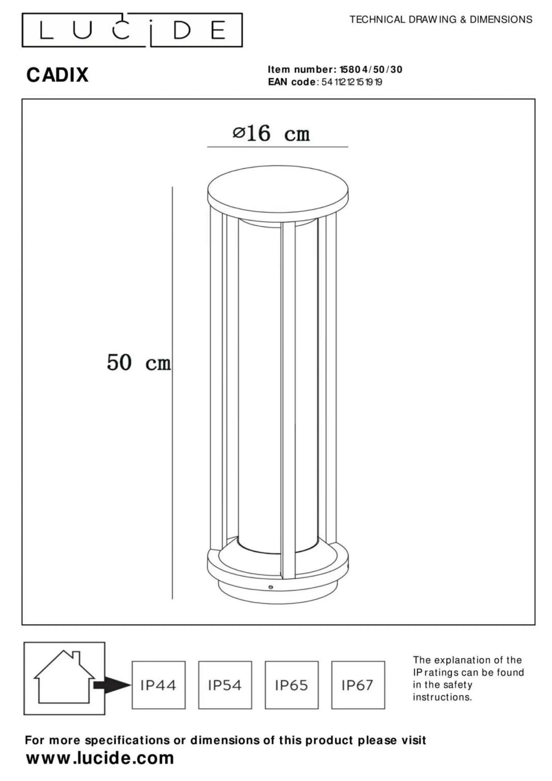 Outlet LUCiDE Außenleuchte CADIX