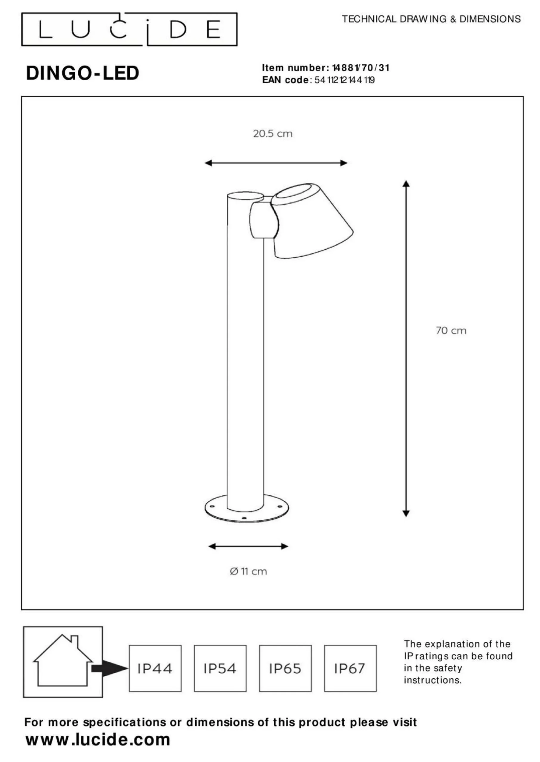 LUCiDE Außenleuchte DINGO-LED