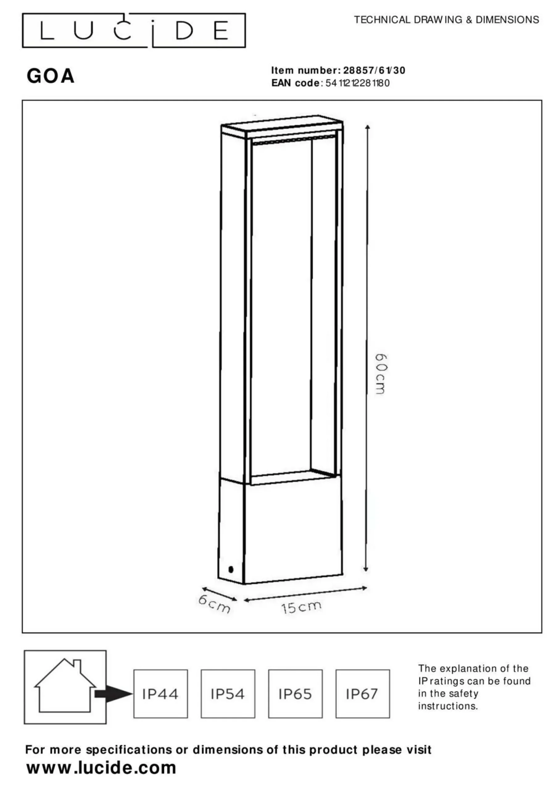 LUCiDE Außenleuchte GOA