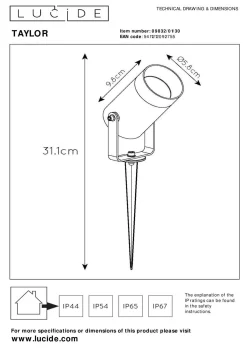 LUCiDE Außenleuchte TAYLOR