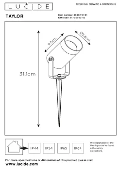 LUCiDE Außenleuchte TAYLOR