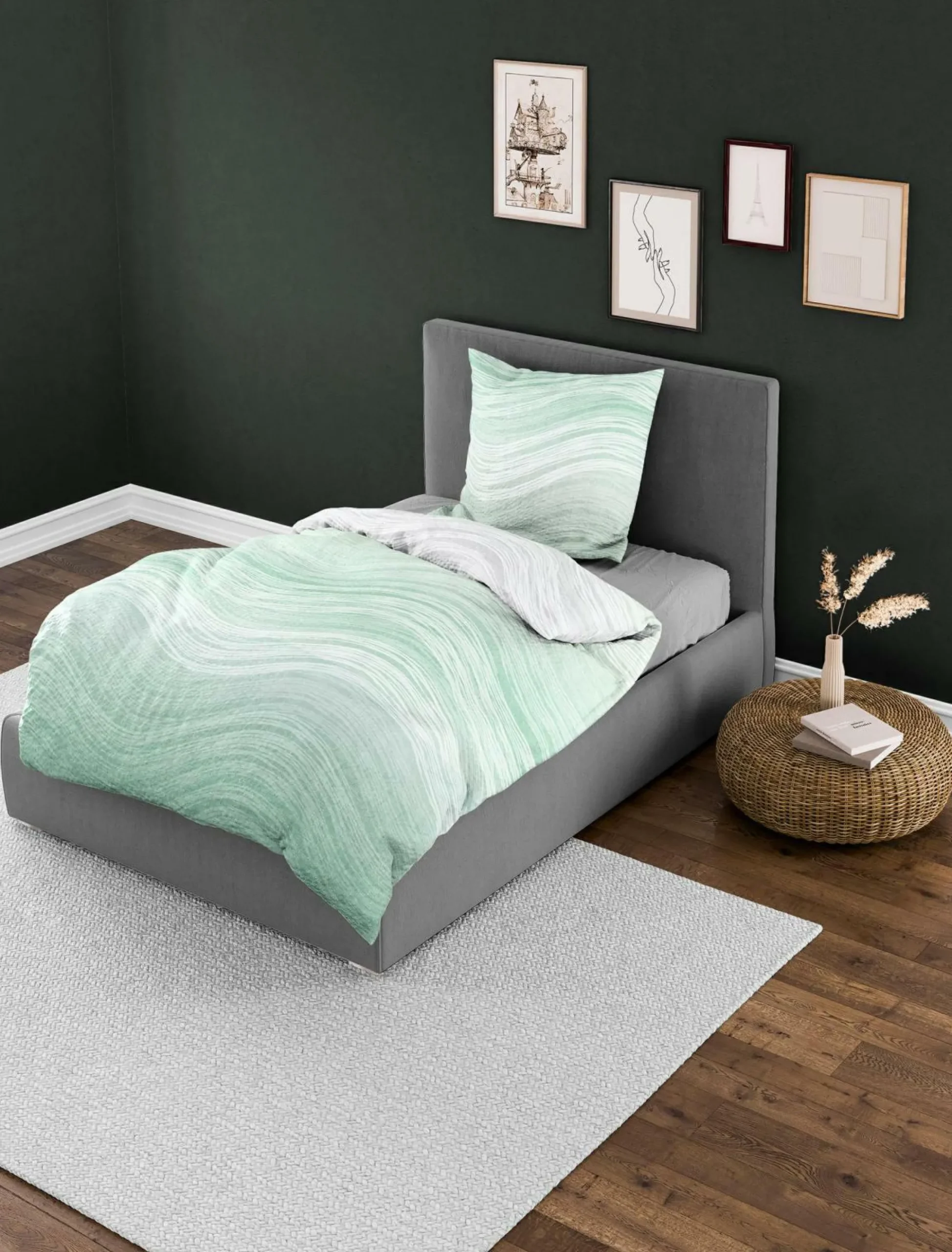 Outlet BIERBAUM Bettwäsche Seersucker grün