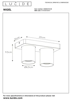 LUCiDE Deckenleuchte NIGEL