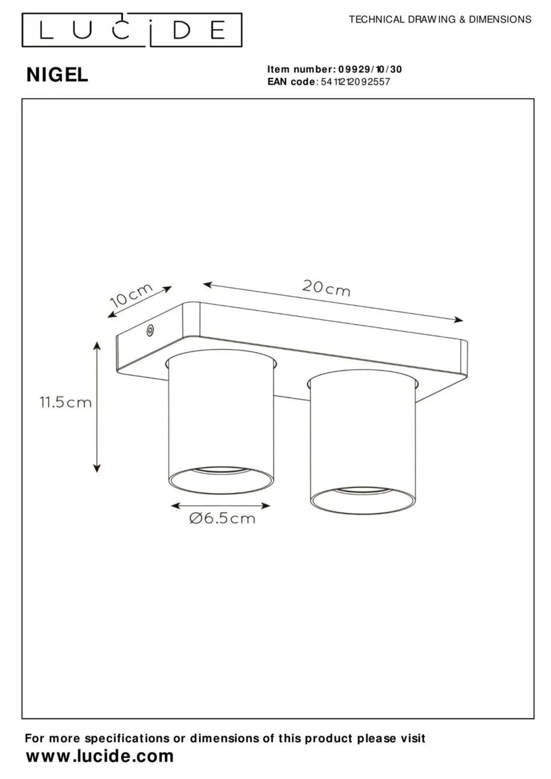 LUCiDE Deckenleuchte NIGEL