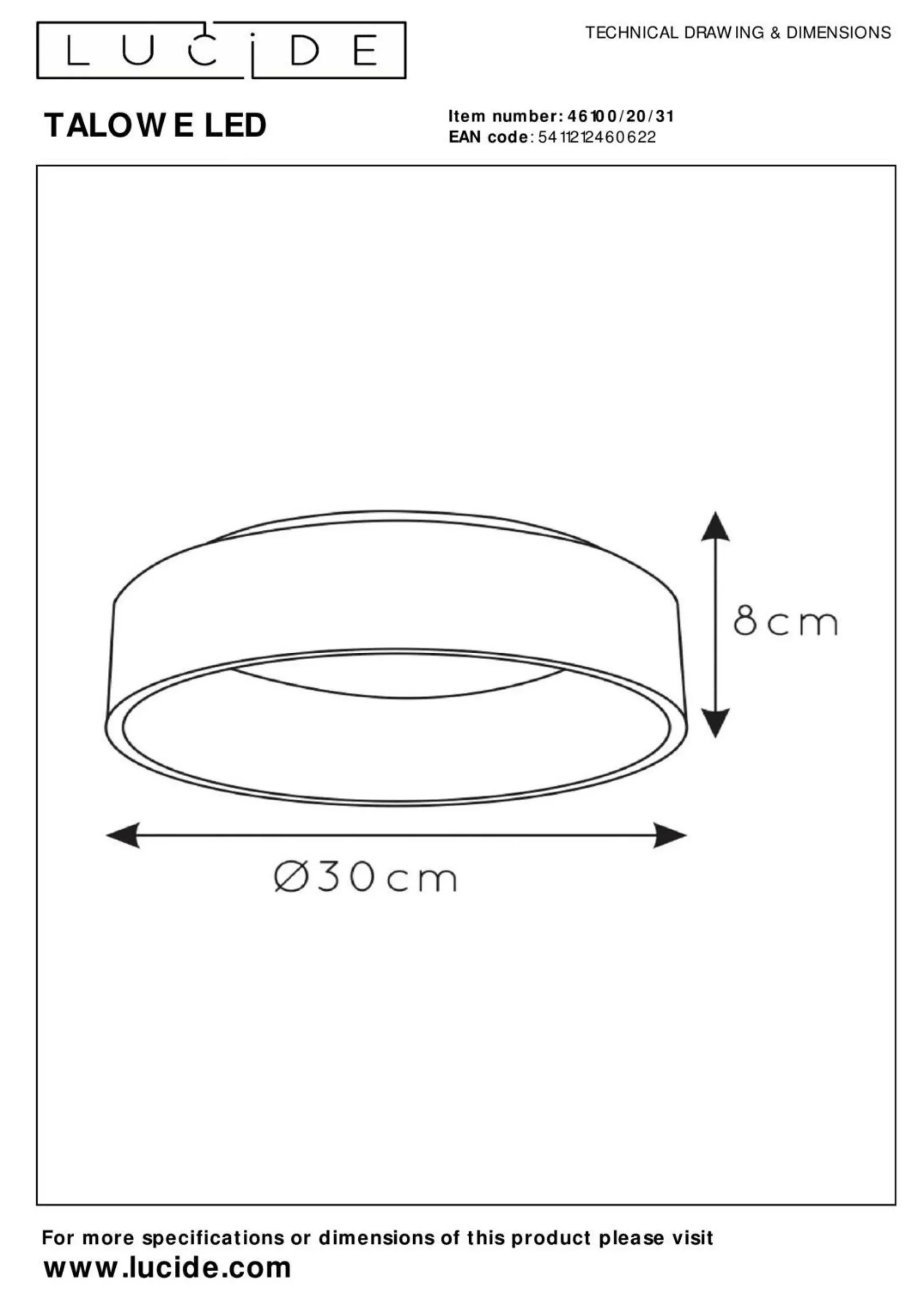 LUCiDE Deckenleuchte TALOWE LED