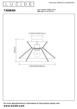 Outlet LUCiDE Deckenleuchte TASMAN