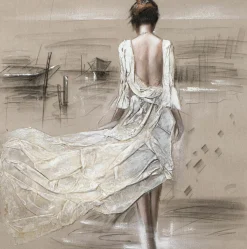 Discount Sonstige Gemälde DAME AM HAFEN