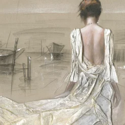 Discount Sonstige Gemälde DAME AM HAFEN