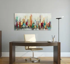 Discount Sonstige Gemälde FARBENFROHE SKYLINE