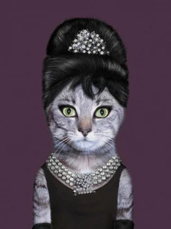 Sonstige Glasbild AUDREY HEPBURN KATZE