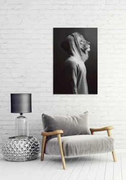 Sonstige Glasbild LÖWE IM HOODIE