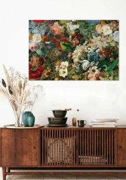 New Sonstige Glasbild NOSTALGISCHE BLUMEN