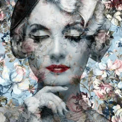 Sonstige Glasbild PASTELLBLÜTEN DAME