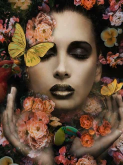 New Sonstige Glasbild SCHÖNE IM BLUMENMEER