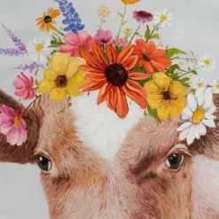 Best Sonstige Keilrahmenbild KUH BLUMENKRANZ