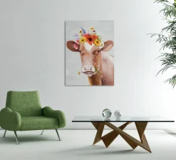 Best Sonstige Keilrahmenbild KUH BLUMENKRANZ