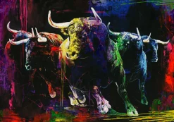 Sale PRO ART Originalbild COLOURFUL BULLS