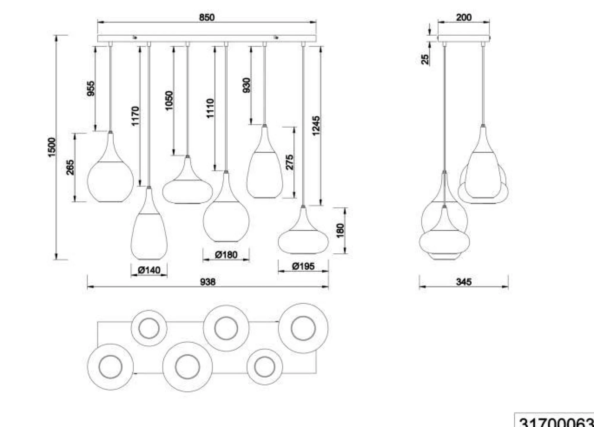 New TRIO-Leuchten Pendelleuchte LUMINA