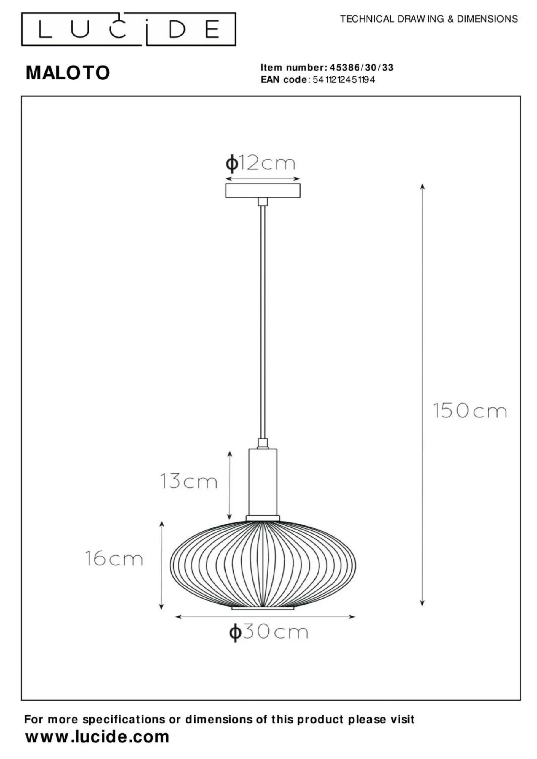 LUCiDE Pendelleuchte MALOTO