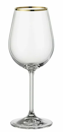 Clearance BOHEMIA Cristal Rotweinkelch SIMPLY GOLDRAND