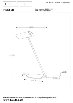 New LUCiDE Schreibtischleuchte HESTER