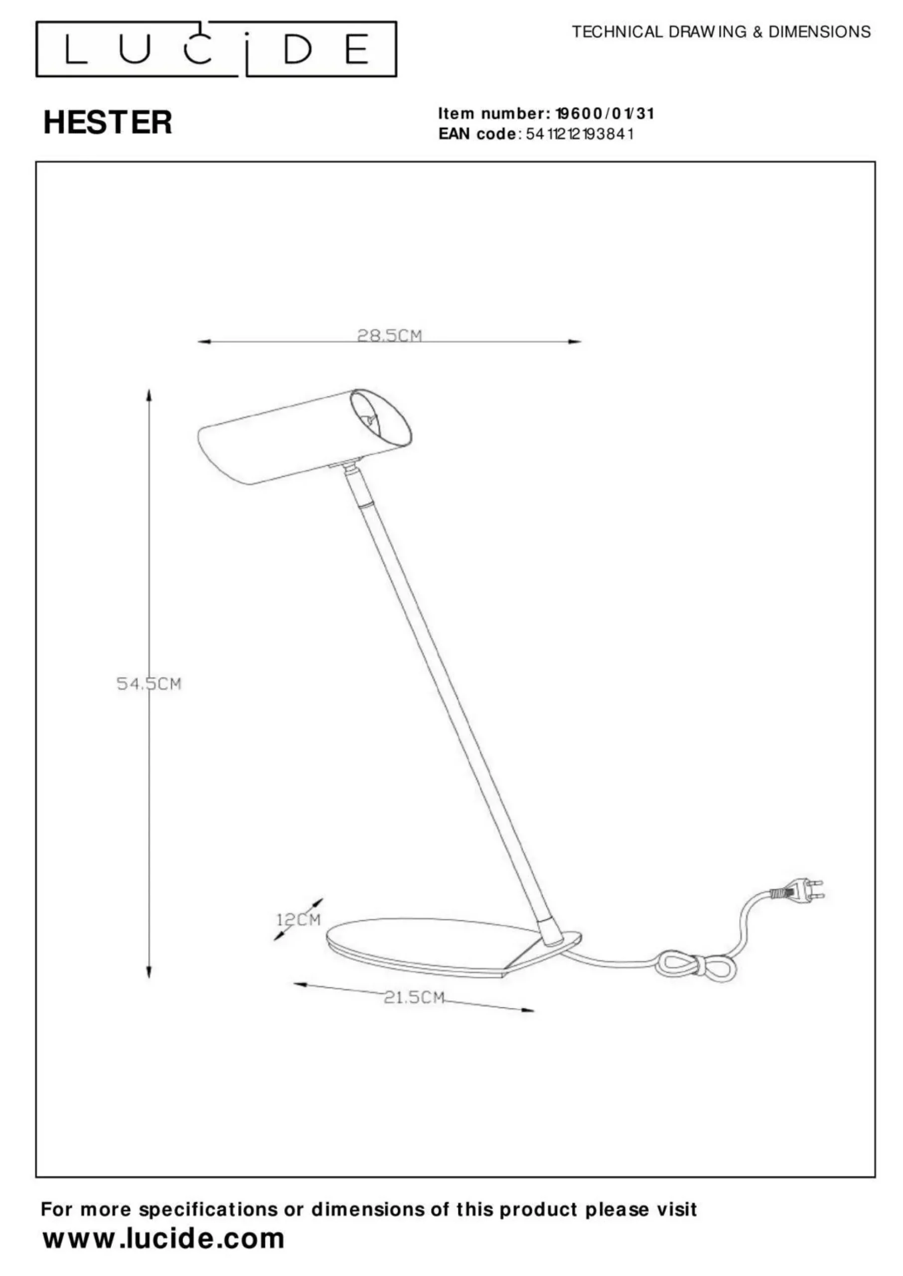 New LUCiDE Schreibtischleuchte HESTER