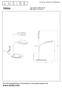 LUCiDE Schreibtischleuchte TESSA