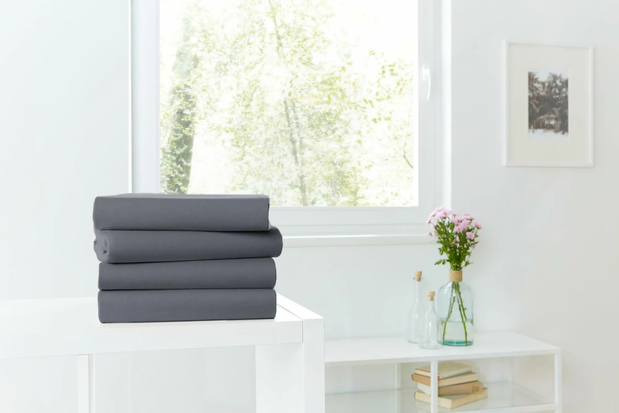 Hahn Spannbettlaken Jersey anthr.