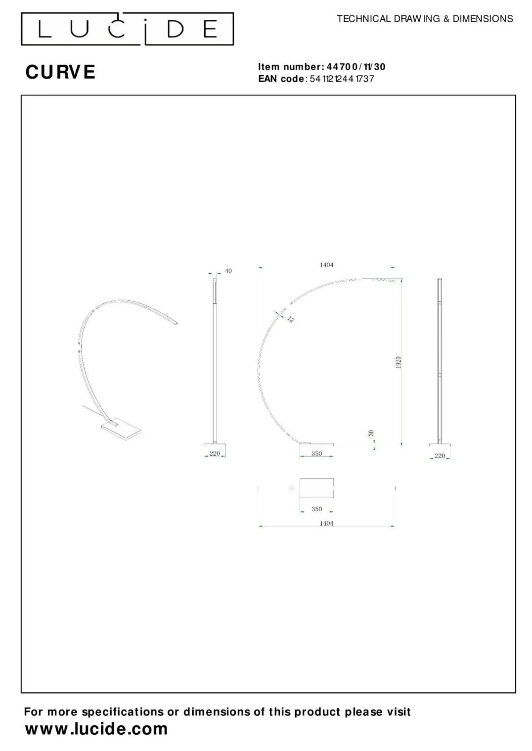 Hot LUCiDE Stehleuchte CURVE