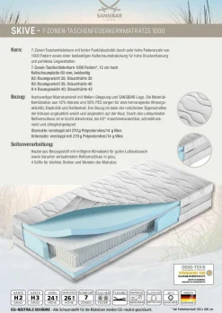 SANSIBAR Taschenfederkernmatratze SKIVE