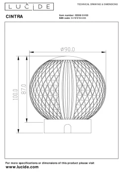 New LUCiDE Tischleuchte CINTRA