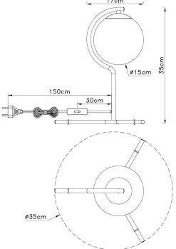 Best GLOBO Lighting Tischleuchte PORRY