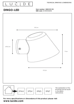 New LUCiDE Wandleuchte DINGO-LED