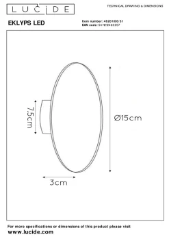 Outlet LUCiDE Wandleuchte EKLYPS LED