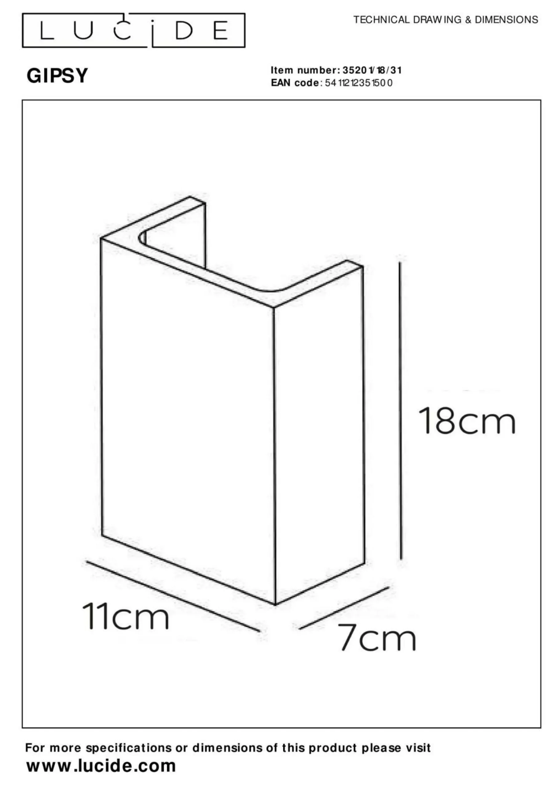 Online LUCiDE Wandleuchte GIPSY