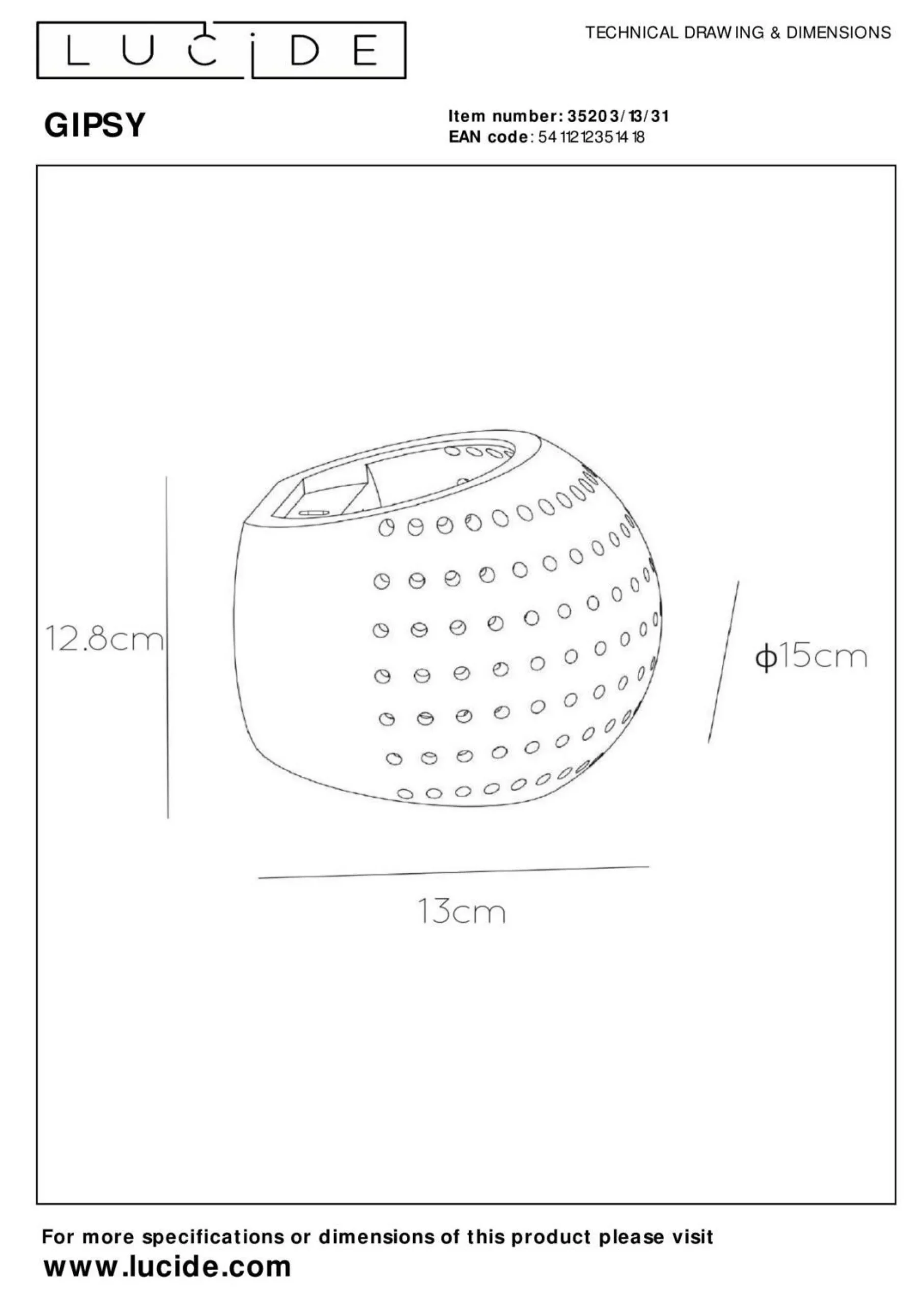 LUCiDE Wandleuchte GIPSY