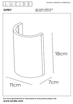 LUCiDE Wandleuchte GIPSY