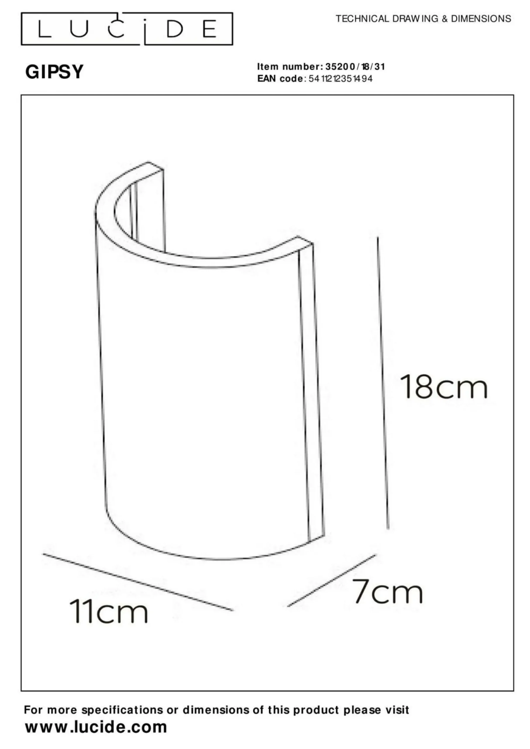 LUCiDE Wandleuchte GIPSY