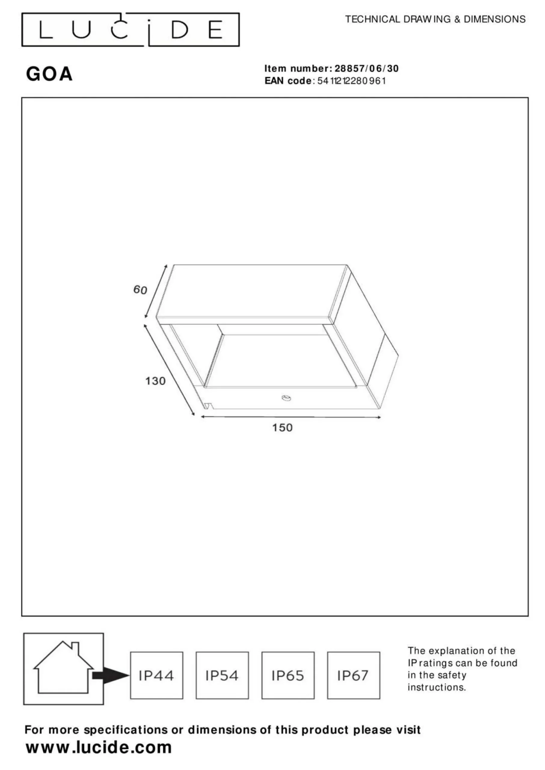 LUCiDE Wandleuchte GOA