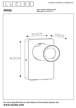 LUCiDE Wandleuchte NIGEL
