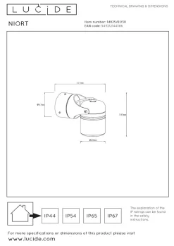 LUCiDE Wandleuchte NIORT