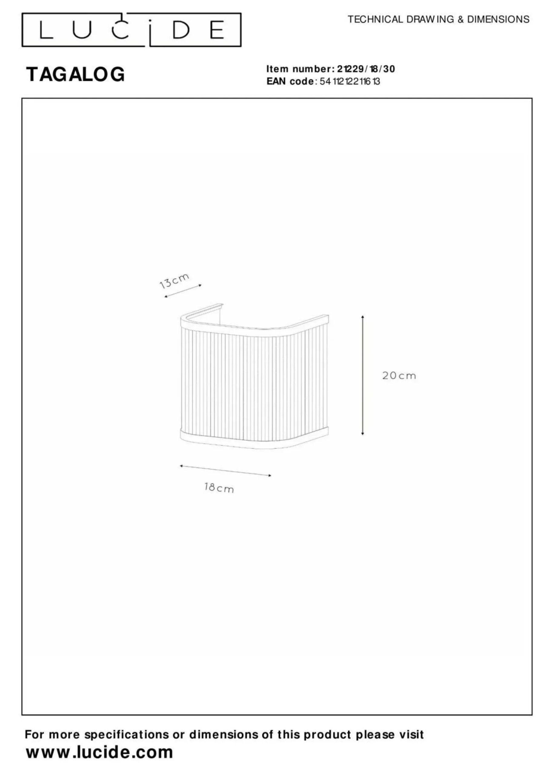 LUCiDE Wandleuchte TAGALOG