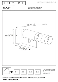LUCiDE Wandleuchte TAYLOR