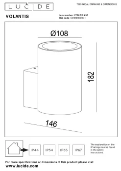New LUCiDE Wandleuchte VOLANTIS