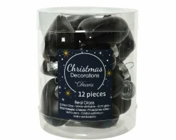 Sonstige Weihnachtskugel-Box Herzen SCHWARZ